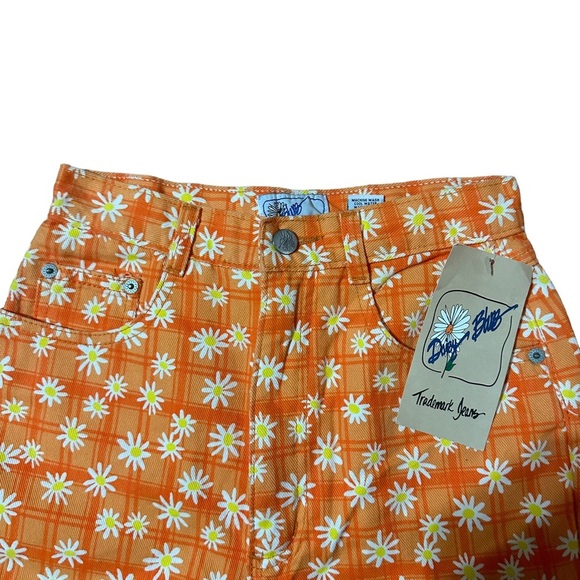 Vintage 1980s Daisy Blues Orange Floral High Waisted Shorts Size 24 - Picture 4 of 4